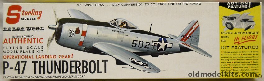 Sterling P-47 Thunderbolt With Operating Landing Gear In Flight - 20 Inch Wingspan For R/C /  Control Line / Free Flight, A4-198 plastic model kit